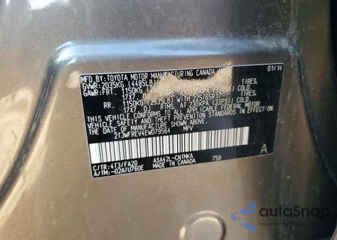 2014 Toyota Rav4 Xle from USA, damaged, VIN 2T3WFREV4EW079564